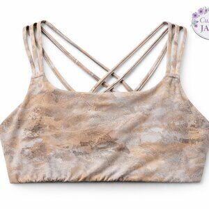 Athleta | Strappy Sports Bra | Tan Gold Metallic | Size L